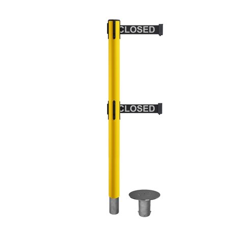 MONTOUR LINE Stanchion Dual Belt Barr. Removable Base Yellow Post 7.5ftLine...Belt MSX630DR-YW-THISLBW-75